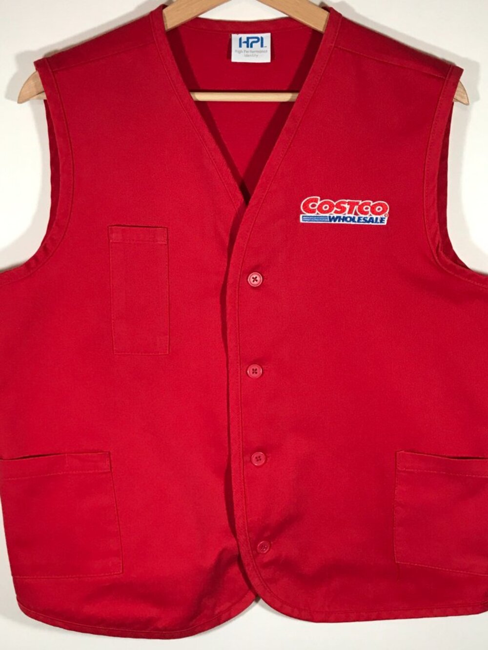 HPI Adult's Medium Red Costco Employee Workwear Uniform Button Up Vest